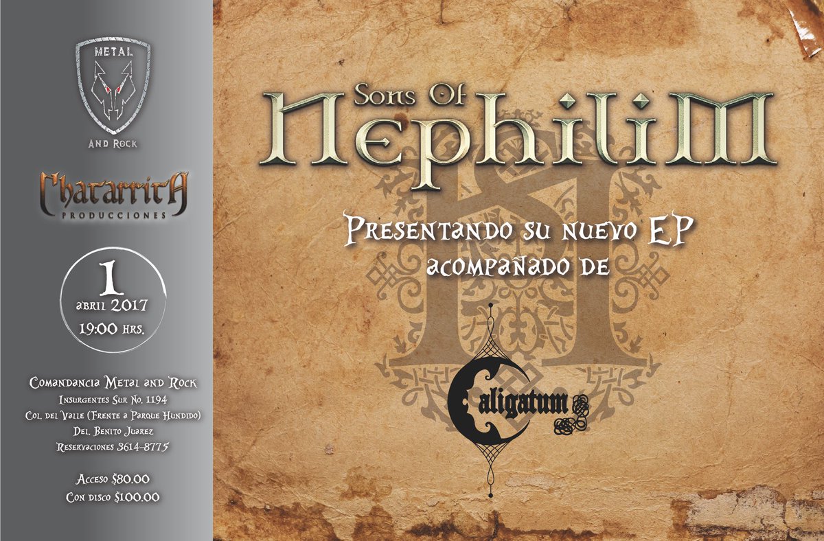 sonsofnephilim's tweet photo. Estamos orgullosos de invitarlos a la presentación de nuestro EP. La cita es el 1 de abril . Será un placer verlos https://t.co/HP9DCjB16c