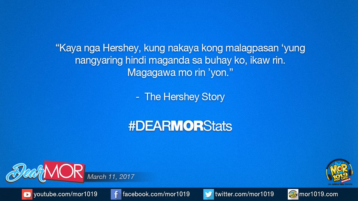 MORentPH's tweet photo. 'Wag palalampasin ang istorya natin ngayong araw sa #DearMOR!
Ang official hashtag natin ngayon kaMORkada, #DearMORStats https://t.co/9TpyTiDdP7