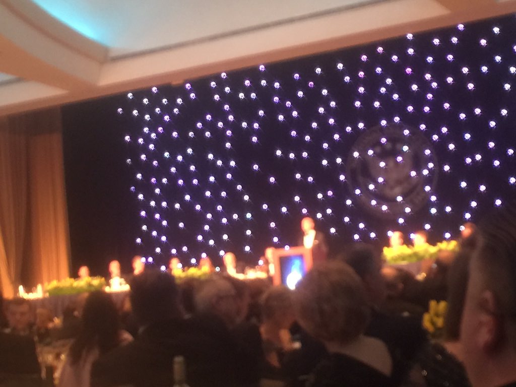 WhitneyElise's tweet photo. Watching Jeff Bezos accept an award on behalf of Blue Origin tonight at the #GoddardMemorialDinner #NASA https://t.co/uzbq9OYiur