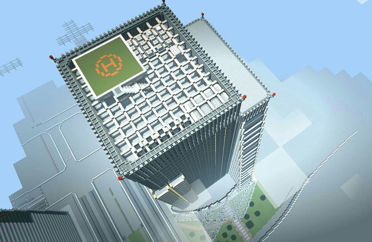 まっきぃ Nightism Ar Twitter 駅前に高さ0ｍの超高層ビルを建てました 今までで一番大きい建築です デザイン的にもかなり良いのが出来たんじゃないかなと思います Minecraft建築コミュ Minecraft都市計画 Minecraft都市開発部 T Co Qkzboosadf