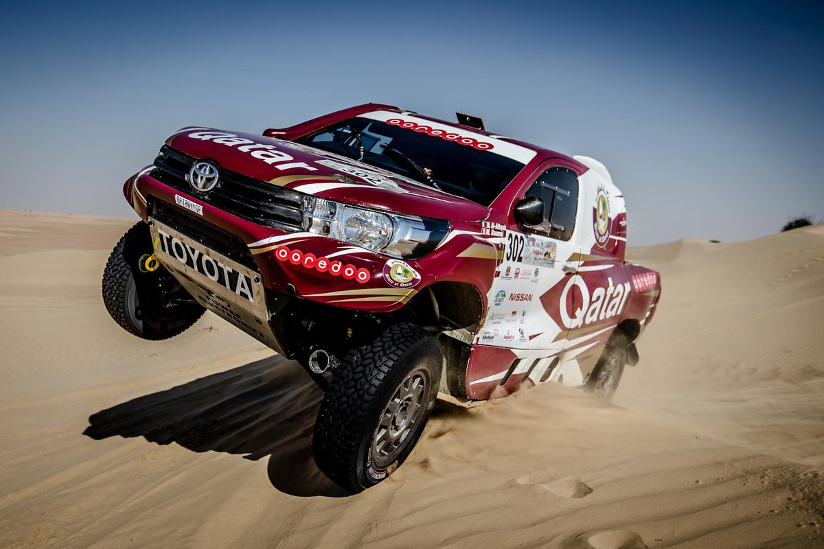 Comfortable victory in augural #Dubai International #Baja for <a href="/AlAttiyahN/">Nasser S Al Attiyah</a>, <a href="/matthieubaumel/">Mathieu Baumel</a> and #OverdriveRacing. #ToyotaHilux #FIA