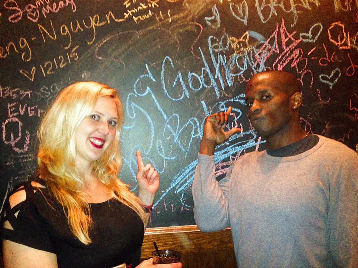 Putting our mark on the wall at Pete's Piano bar in Addison, TX! <a href="/GodfreyComedian/">godfrey</a>
