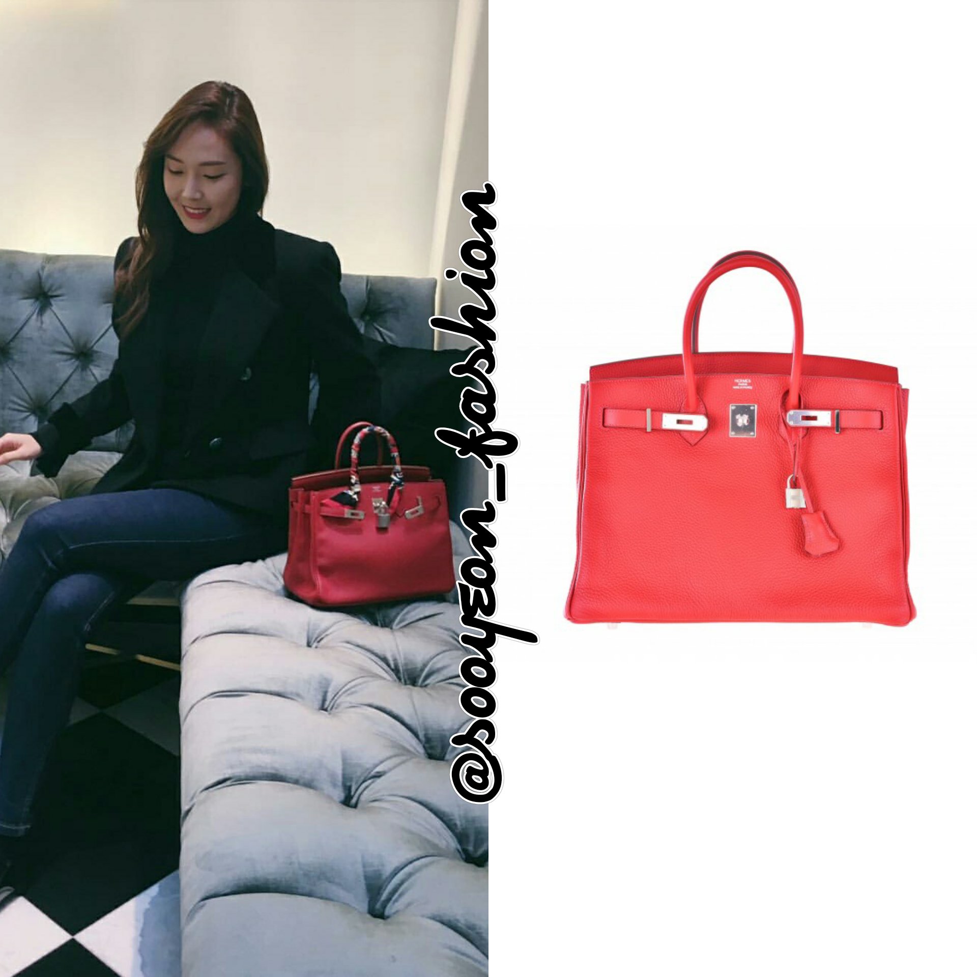 jsy fashion on X: 170311 #JessicaJung HERMES: Birkin Bag 35cm Red Rouge  Casaque Palladium Hardwar, $22.200    / X