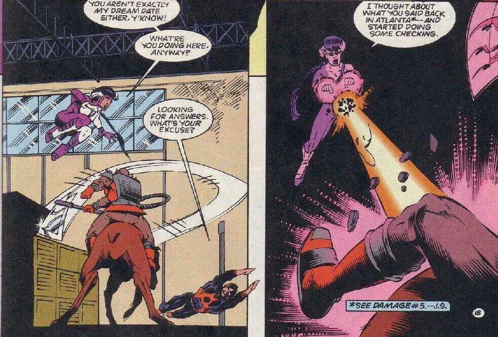 @JLAvSteppenwolf battles Titans/JSA member Damage as he carries out great @JLAvsDarkseid's plans for a first attack of an invasion of Earth.