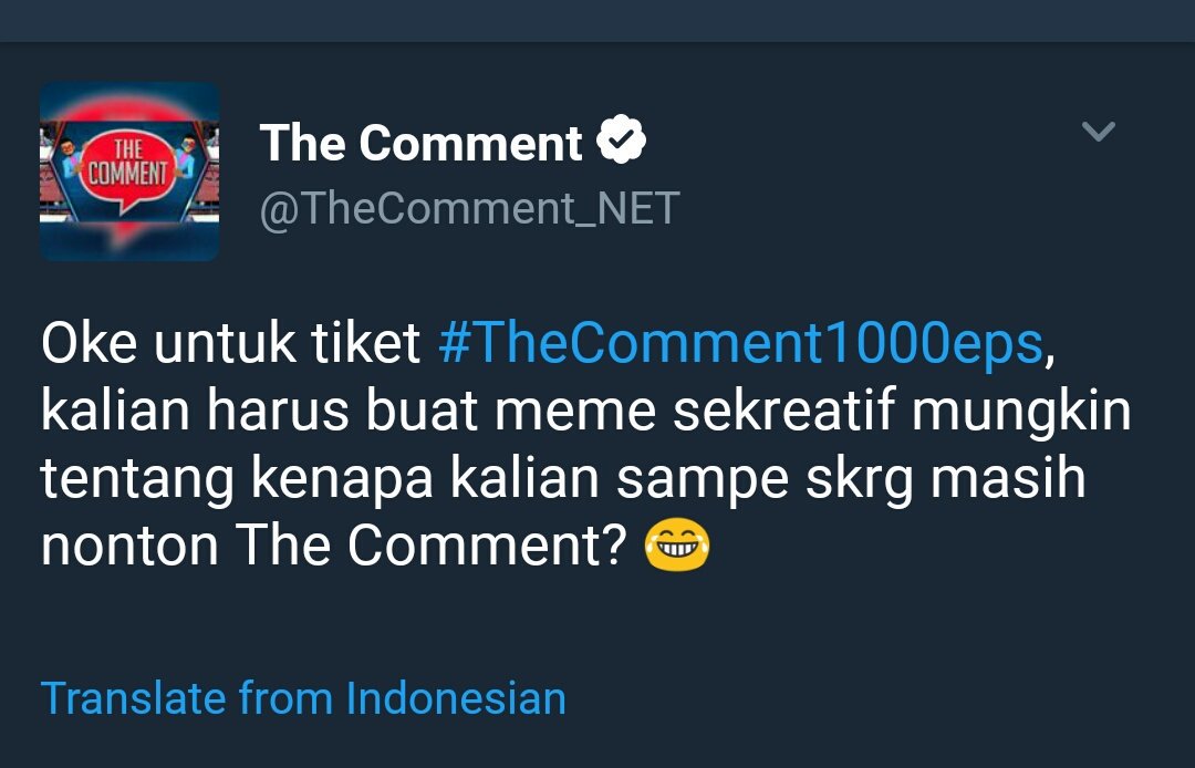 Netverseid's tweet photo. Mimin tunggu sampai besok malem jam 20, jangan lupa #TheComment1000eps biar gampang dicarinya 😂 https://t.co/yDd4Da4Vvo