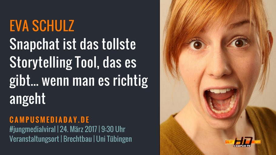 Workshop #snapchat #storytelling für #Journalisten mit <a href="/evaschulz/">Eva Schulz</a> am campusmediaday.de #jungmedialviral am 24. März