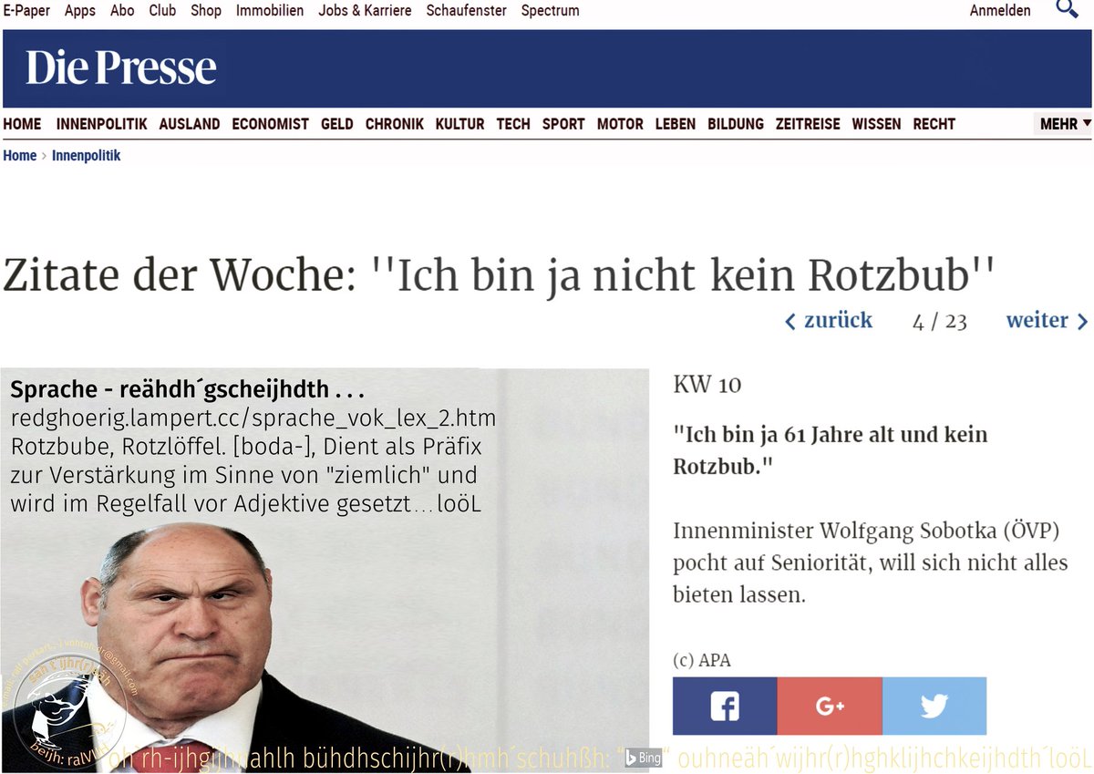 Vohtoh_Doctor's tweet photo. @DiePresse_Kult😜Wijhr(r)h reäh´zitaten z´ruhgkh😇kah´rouhzbuah👨‍🎤 ijhs´sou wahch ijhnh´dah b´ijhr(r)hn wijh öVP🚮 ijh´Mijhsdthah #sobotka💩loöL https://t.co/M2NcoBpM1y