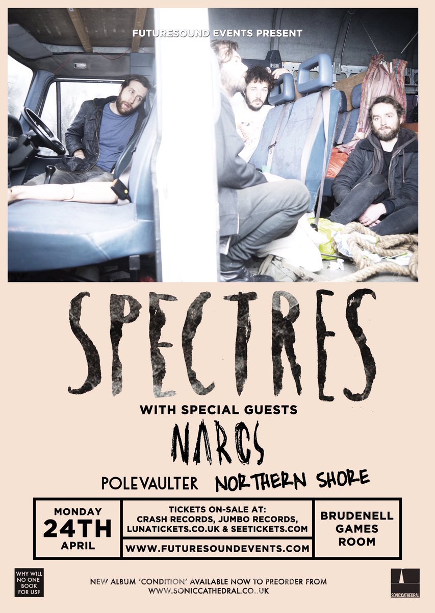 Northen_Shore's tweet photo. GIG ANNOUCMENT

we will be supporting @wearespectres at the @Nath_Brudenell as well with the amazing @NARCSband so get down and lets dance https://t.co/g5M6IhSKA8