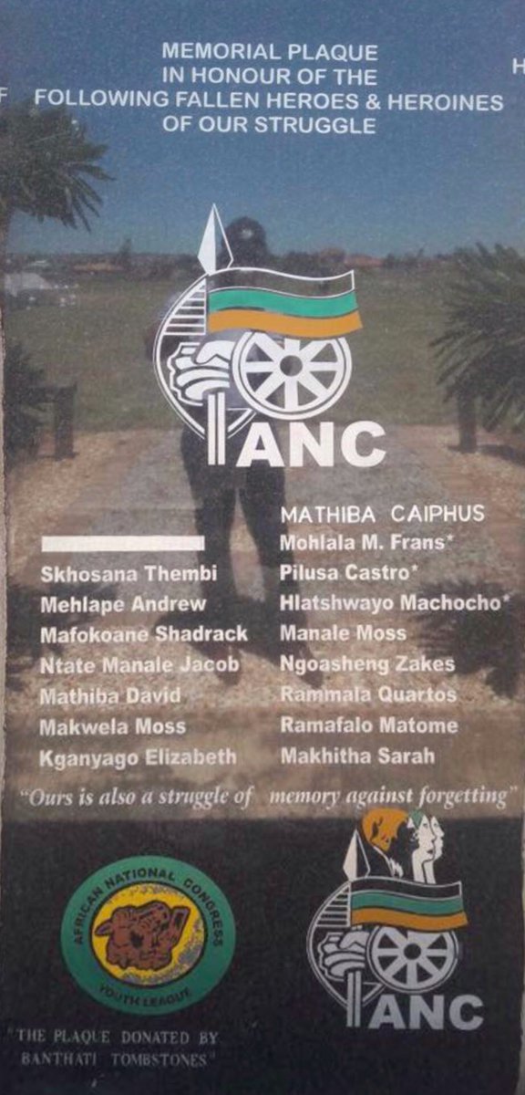 ANCLimpopo's tweet photo. Cde Caiphus Mathiba's name has been engraved on a Memorial Plaque, honoring the fallen heroes and heroines of the struggle
#FinalSendOff https://t.co/fb4u5dysTz
