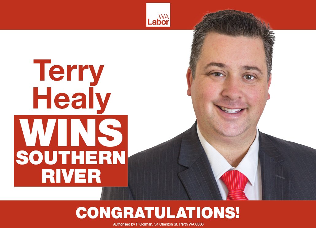 walabor's tweet photo. Congratulations Terry Healy on winning the seat of Southern River! https://t.co/jjCjYnS5Wq