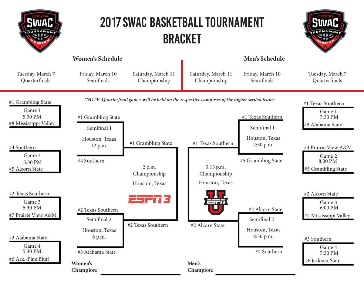 Bracket via <a href="/theswac/">Southwestern Athletic Conference</a> Let's go, Lady Tigers!