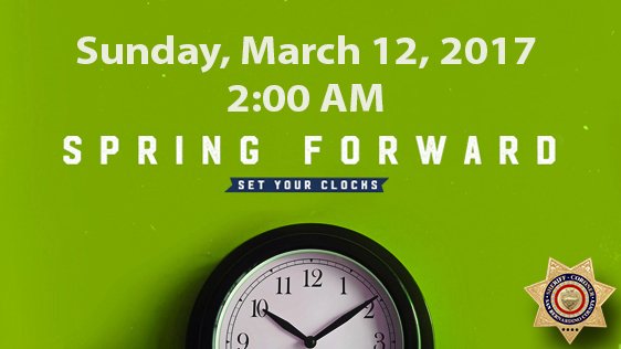 sbcountysheriff's tweet photo. It's that time of year again! #SpringForward https://t.co/cjU0wQevM0