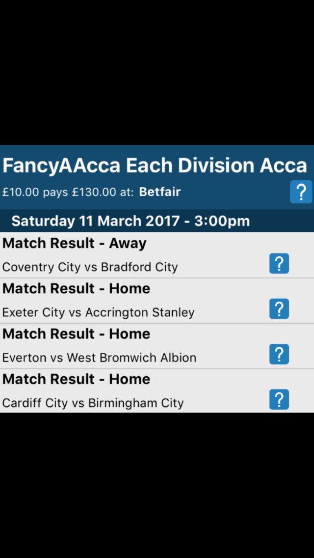 FancyAAcca's tweet photo. Today's Bet - Bet 2 - FancyAAcca Each Division Acca - Returns £130.00 https://t.co/T61cpnzjj7