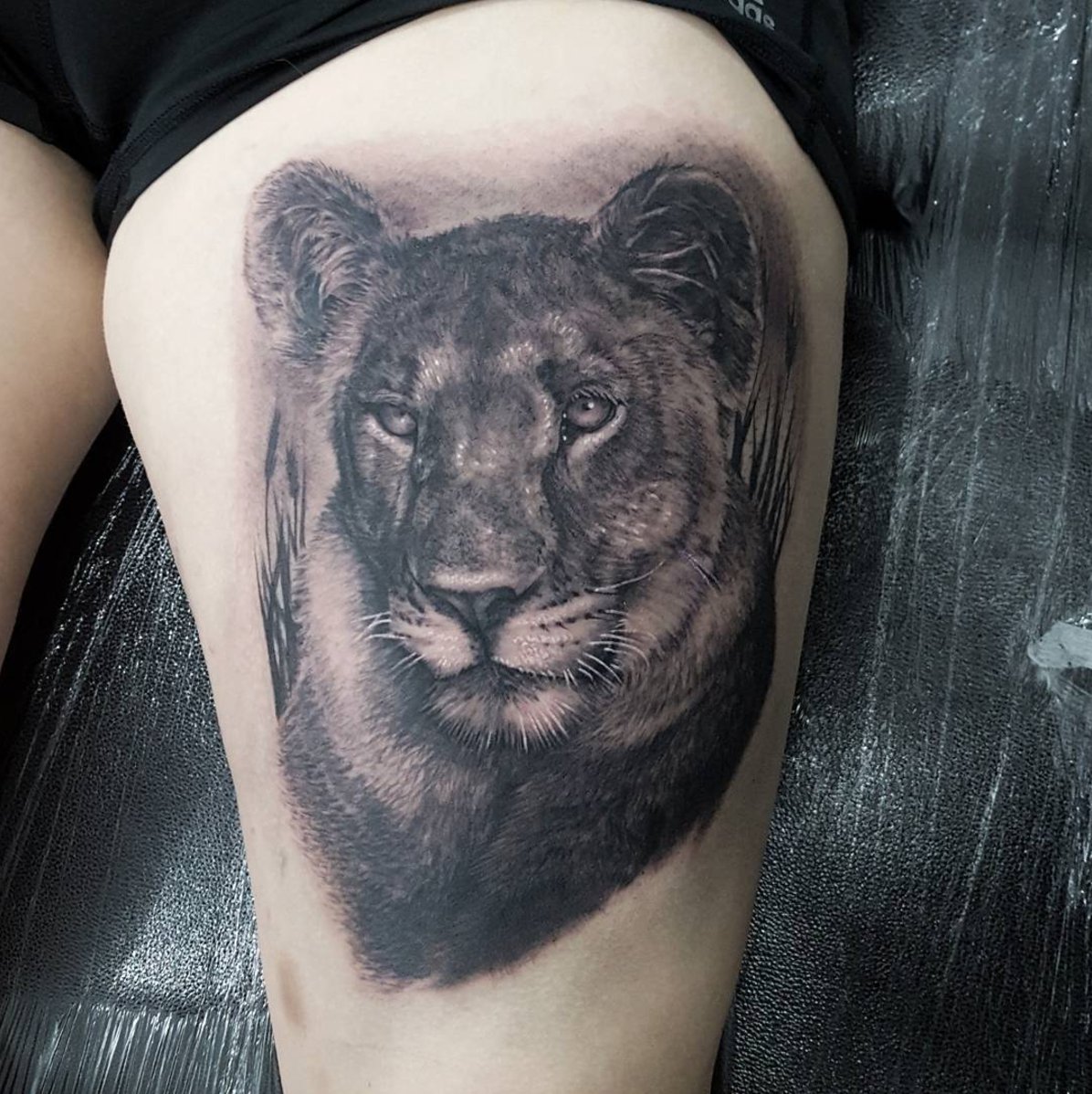 FiveKeysTattoo's tweet photo. Lioness done by Inky Joe! For all enquiries contact fivekeystattoo@gmail.com #tattoo #tattoos #wildlife #lioness #fivekeystattoo #norwich https://t.co/QfEGV0einp