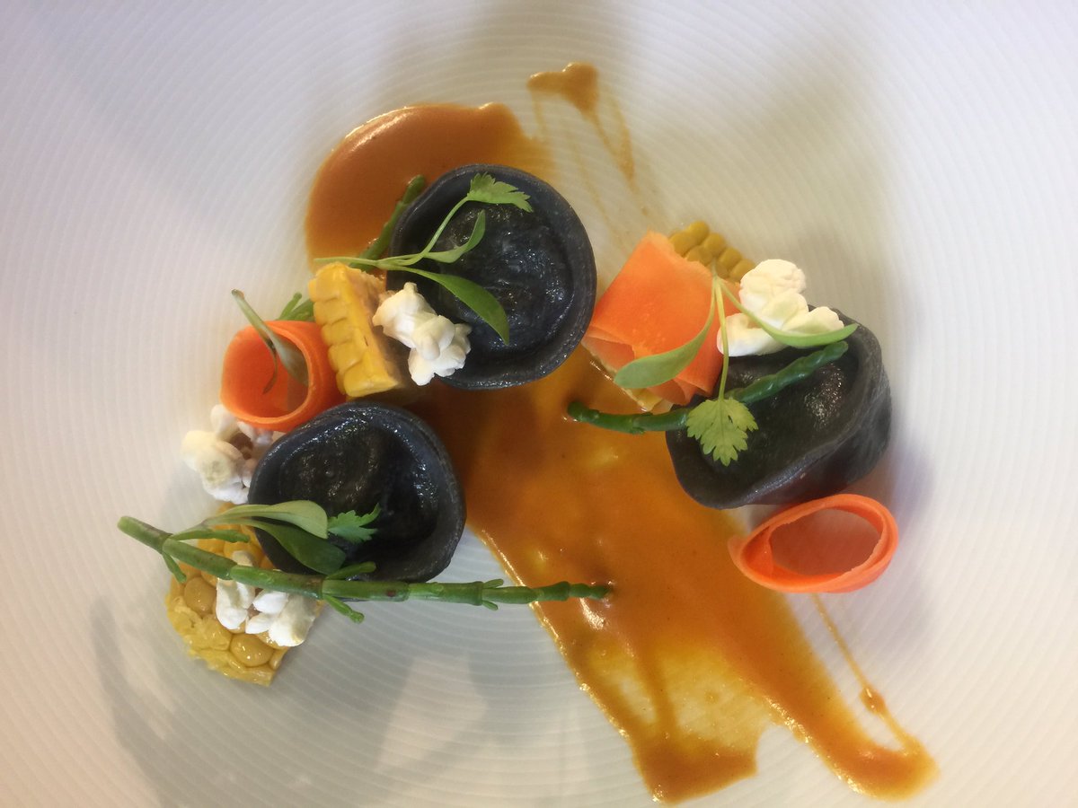 1921AH's tweet photo. New starter on our lunch menu...salt cod tortellini, Suffolk chorizo and sweet corn...3 courses for £21 @SuffolkSalami @RattlesdenFF https://t.co/L4SwRsvcc6