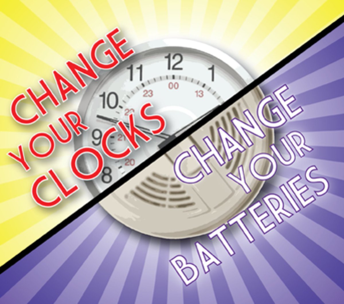greenfieldfire's tweet photo. Don't change clocks tonight you'll be late tomorrow. Don't change smoke detector batteries tonight you may not wake up #DetectorsSaveLives. https://t.co/B6PuUWcmdO