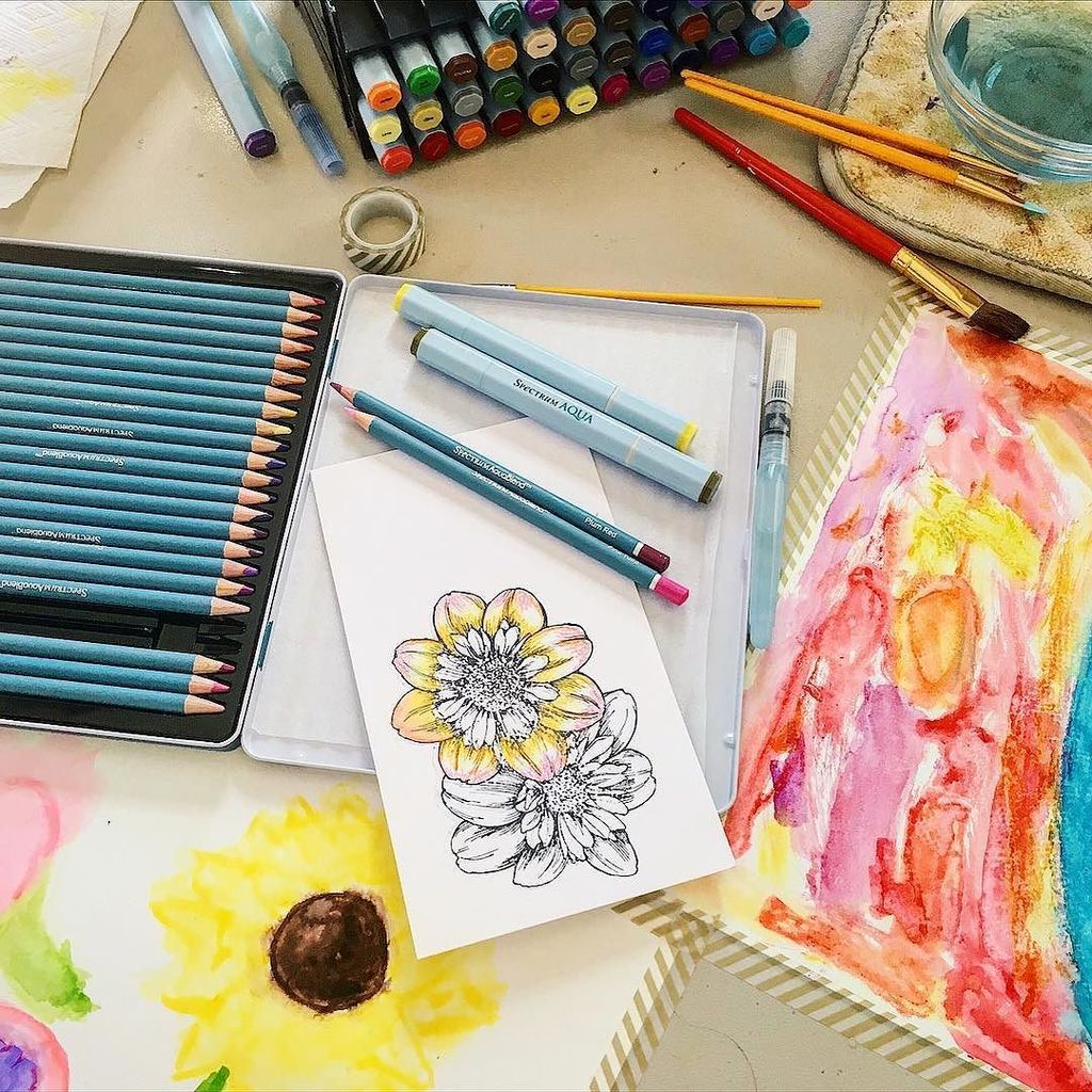 taylorusry's tweet photo. Morning #watercolor session with the kids! #spectrumnoir #spectrumaqua #coloredpencils #ma… https://t.co/R914p9uyQ1 https://t.co/4i415GVgns