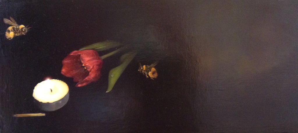New painting Sense 4: Tulip  for <a href="/Saffron_Gallery/">Saffron Gallery</a> Spring show #bee #spring2017 #oilpainting