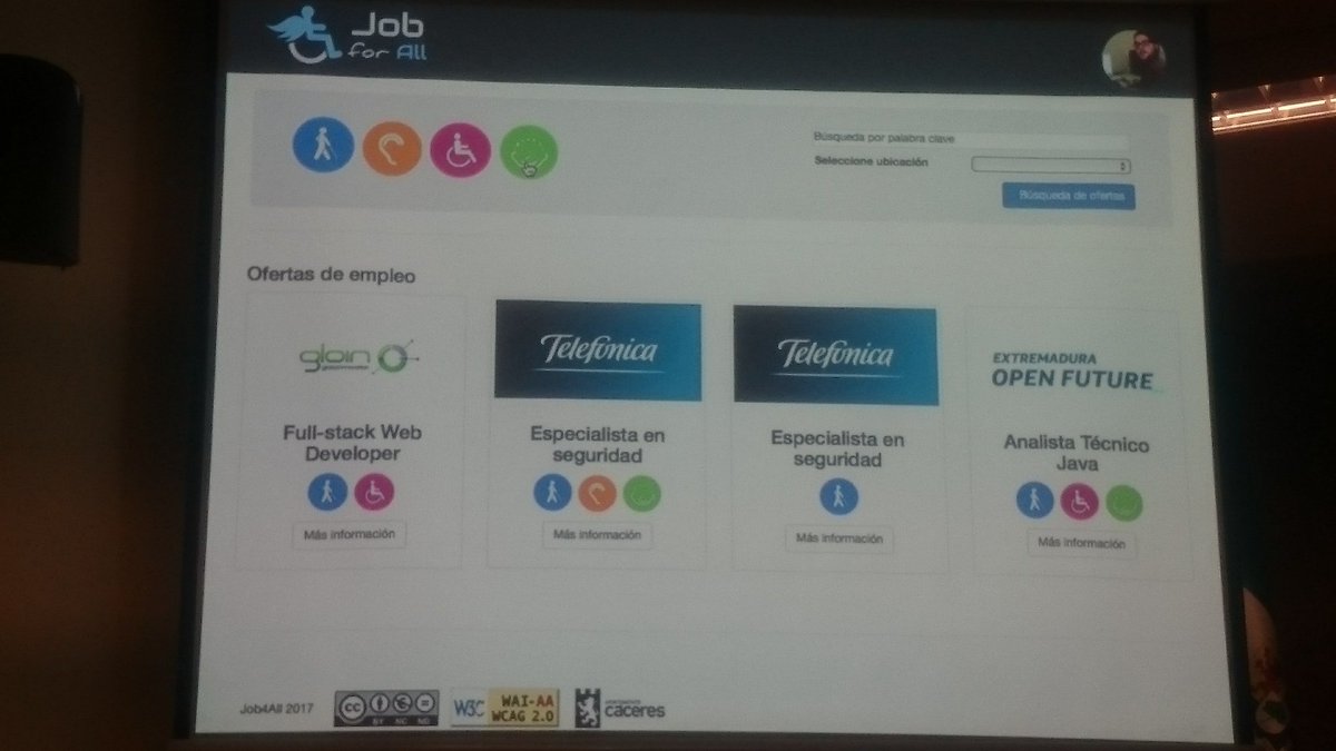 CatedraTEF_UEx's tweet image. Turno para @Job4AllApp! Trabajo para tod@s #Discapacidad #HackForGood #H4GCC
