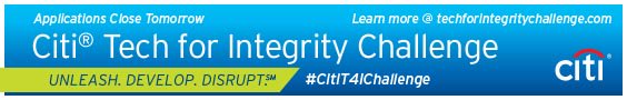 Have you submitted your applications for the Citi Tech for Integrity Challenge? Applications close tomorrow March 12! #CitiT4IChallenge