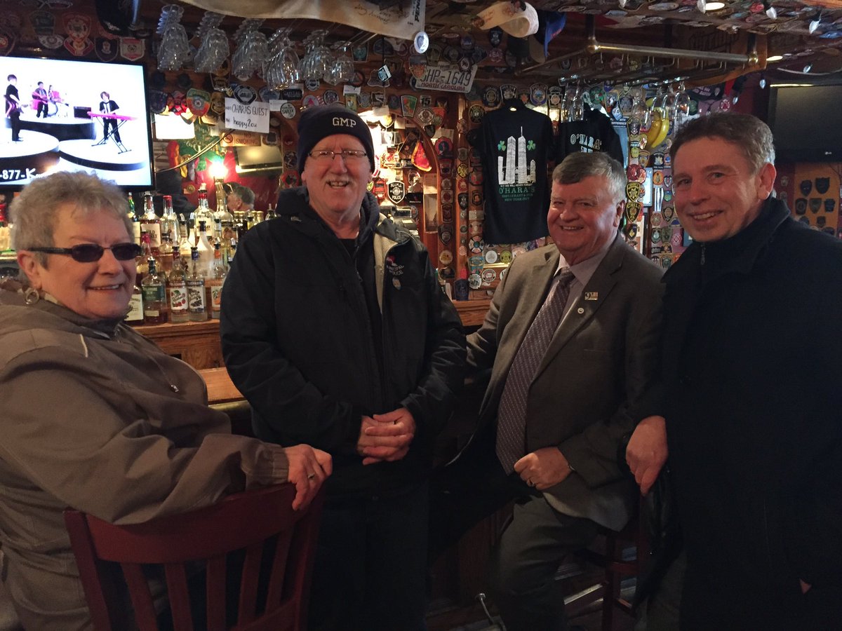 arianakelland's tweet image. There are thousand and thousands of first responder badges at O'Hara's Pub in New York City. #ComeFromAway #cbcnl