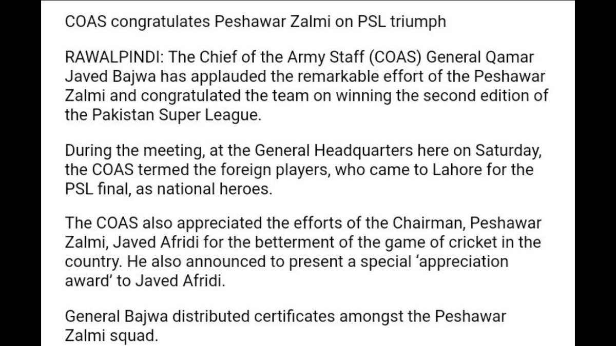 dmalan29's tweet photo. Honoured to be given such a fantastic gesture by the COAS of Pakistan.They did an amazing job for the PSL final and bringing cricket back 🏏 https://t.co/pLdmAzgrWO