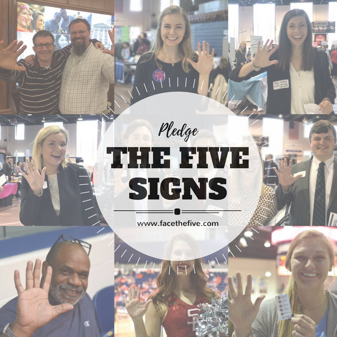 facethefive's tweet image. Now that you know the five signs better go ahead and make the pledge at facethefive.com! #changementalhealth