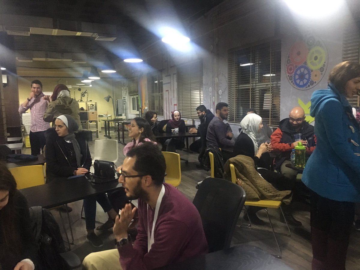 Umniah's tweet photo. Happening now at #TheTankJo with Basmitak team! 
Ice breaker activity with the members  #Basmitak https://t.co/G8jX5PRMmr
