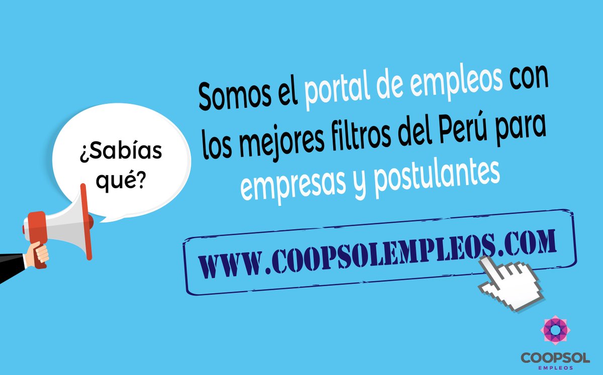 CoopsolEmpleos's tweet photo. Encuentra las mejores oportunidades de #trabajo con nosotros. Recluta y postula aquí: https://t.co/SQJB05pTr2. https://t.co/l1NI66ejl1