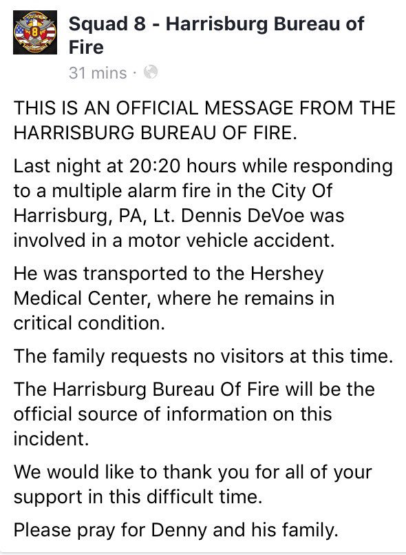 BillyGoldfeder's tweet photo. Prayers &amp; Best Thoughts For Family &amp; Members Of @hbgfire @HbgCaptain @HBF_Squad8 https://t.co/xF30s9Tdnz