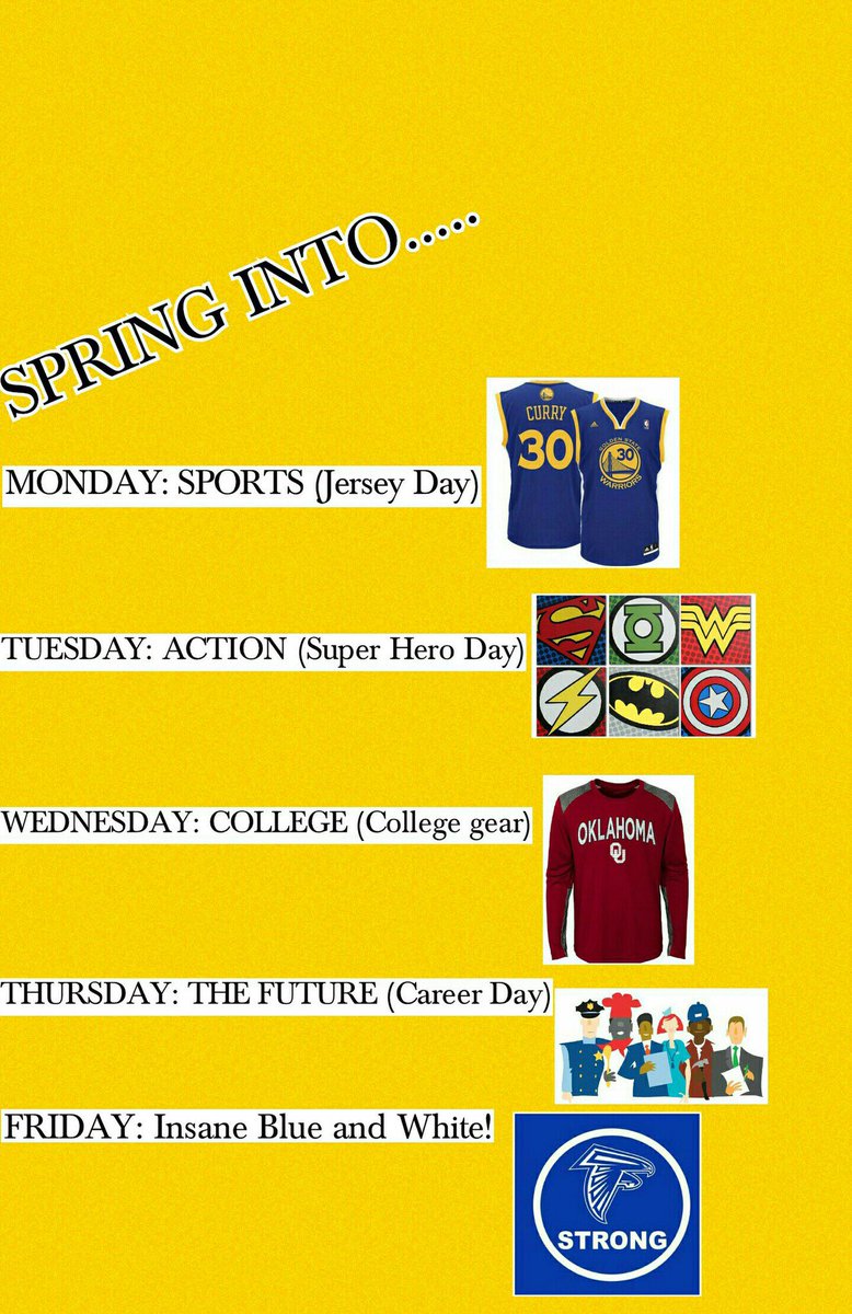 AtwaterFalcons's tweet image. Spring Week starts Monday! Here are dress up days: #SpringWeek #FalconStrong