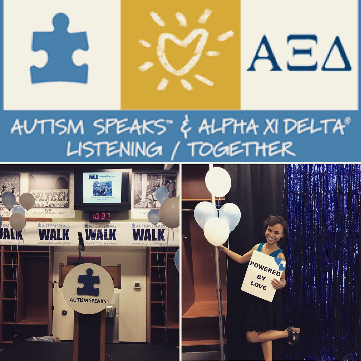 LAAxiDAlum's tweet photo. Lighting it up #blue @autismspeaks kick-off &amp; @LAAxiDAlum &amp; our #President @KelliThinks!! 💙💙💛 #AlphaXiDelta #LAAxidAlum #AutismSpeaks #Walk https://t.co/hPmULxbi0f