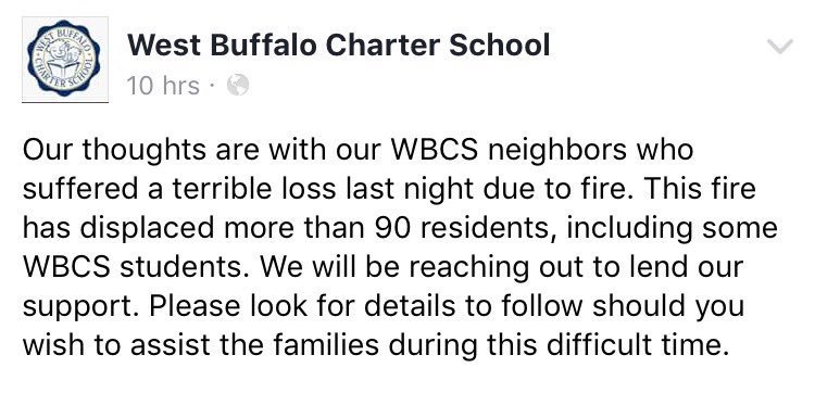 Dan Schrack (@danschrack) on Twitter photo An apartment building caught fire leaving 90 people without home. Tonight on #News4at6, how you can help. @4RacheleM <a href="/WestBfloCharter/">West Buffalo Charter</a> An apartment building caught fire leaving 90 people without home. Tonight on #News4at6, how you can help. @4RacheleM <a href="/WestBfloCharter/">West Buffalo Charter</a>