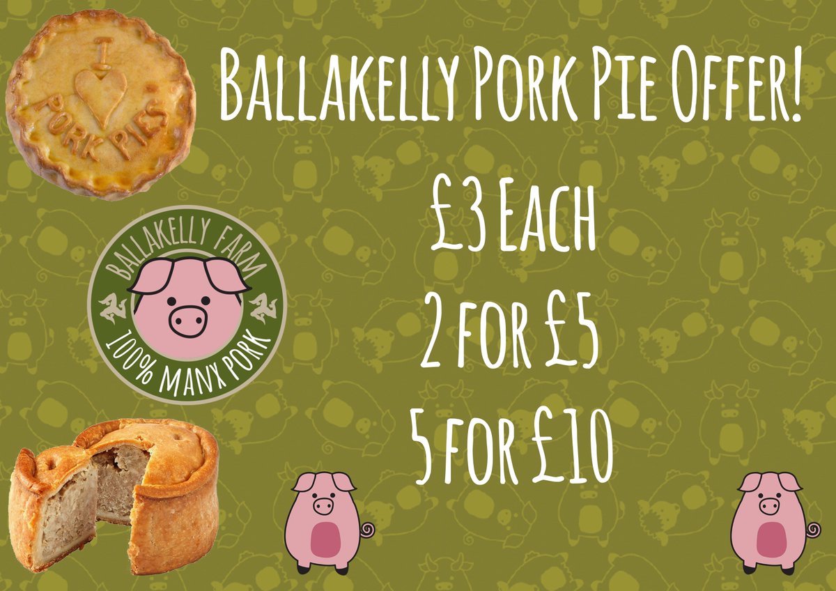 BallakellyFarm's tweet photo. Ballakelly Pork Pies 🐷
Lovingly made by Harding's Butchers using 100% Manx Ballakelly Pork #farmer2fork
£3 each, 2 for £5 or 5 for £10 https://t.co/rVNje8JhBV