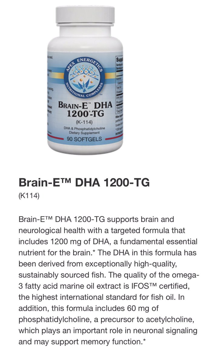 Apex Energetics Brain E DHA 1200-TG K-114 Supplements memory support benefit. Pickvitamin.com shop now and save now