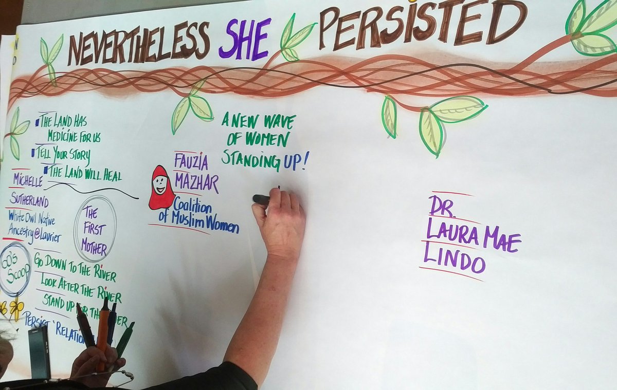 DaveJaworsky's tweet photo. Nevertheless She Persisted.  And persisted with many coloured markers! Great concept to capture the ideas here  @karenscian #NextGenWR https://t.co/bICW0BmvXv