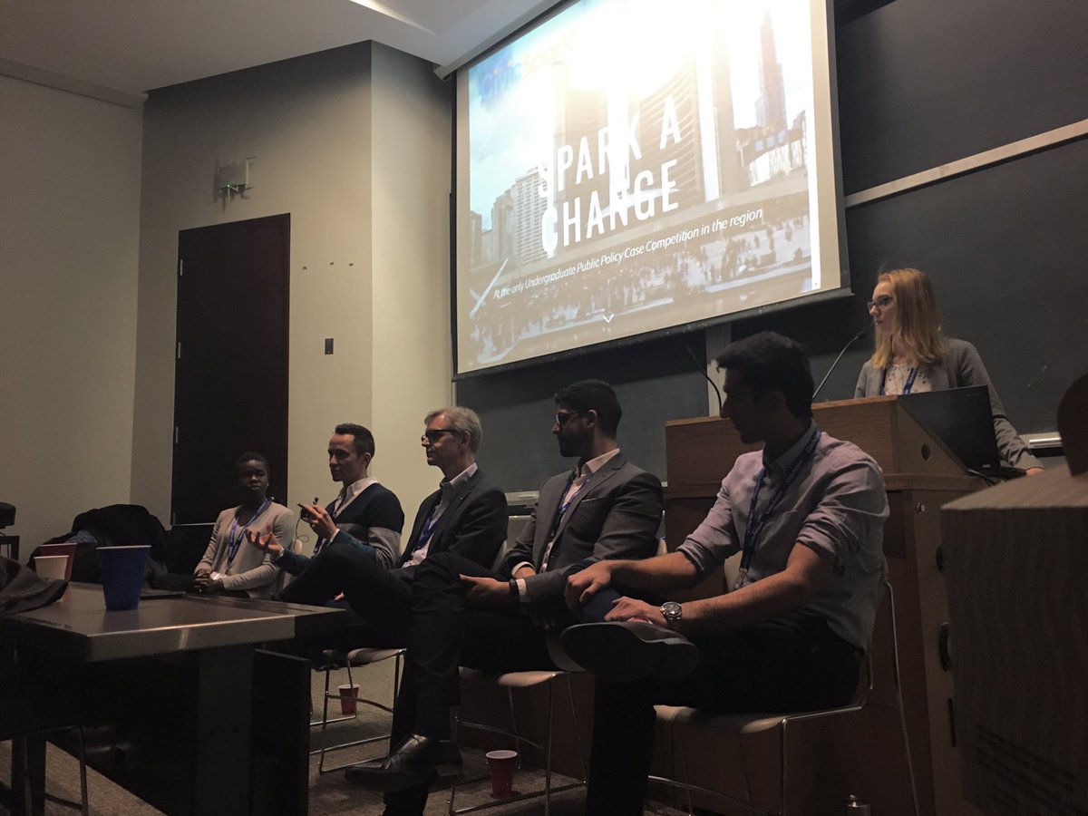 dilansen_'s tweet photo. Panel discussion where judges being questioned on affordable housing in the GTHA at the #CivicSpark case competition! Amazing day so far!🤓⚡️ https://t.co/JdFJzOpvu0