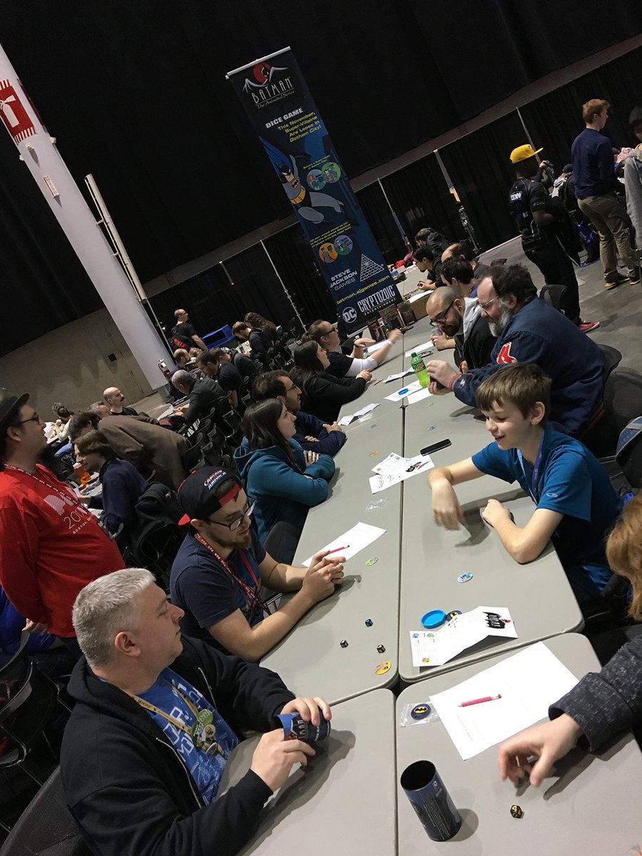 SJGames's tweet photo. Having a blast at #PAXEast! Our #BatmanDice Tournament was packed! -HS https://t.co/lYceRFpApj