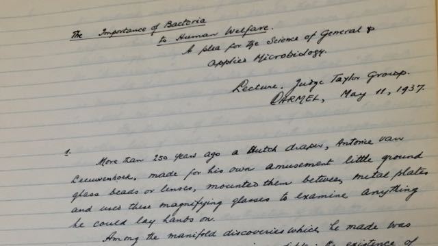 markowenmartin's tweet photo. And here is a photo of some of C.B. van Niel's notes for a lecture. Such clarity, organization, and penmanship. Unlike me! #VIHM (4/4) https://t.co/qWuos5Rfc7