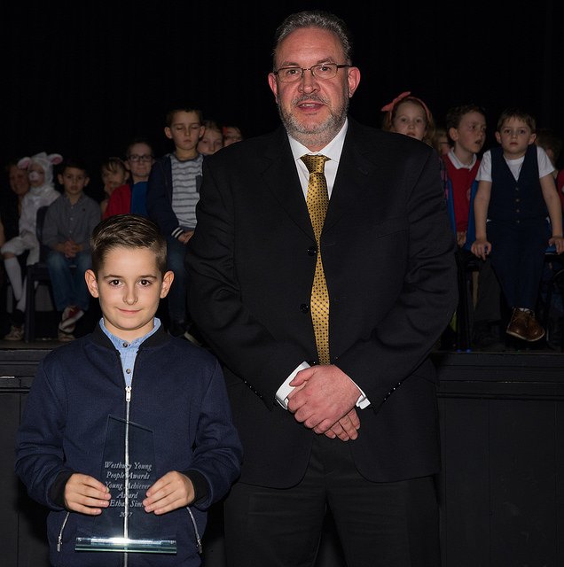 GMorrisonCEM's tweet image. Westbury Young People's Awards 2017 Young Achiever award winner Ethan Sims with Simon Gray from sponsor @TarmacLtd congratulations!