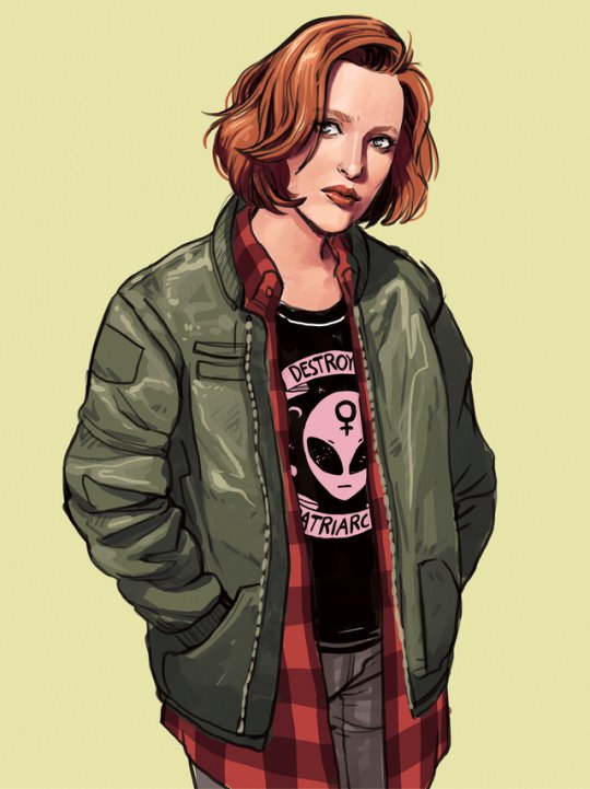 lisa_sterle's tweet photo. Been re-watching #XFiles and had to draw a 90′s grunge Dana Scully because @GillianA has my heart forever. https://t.co/8X8XKKUJb7