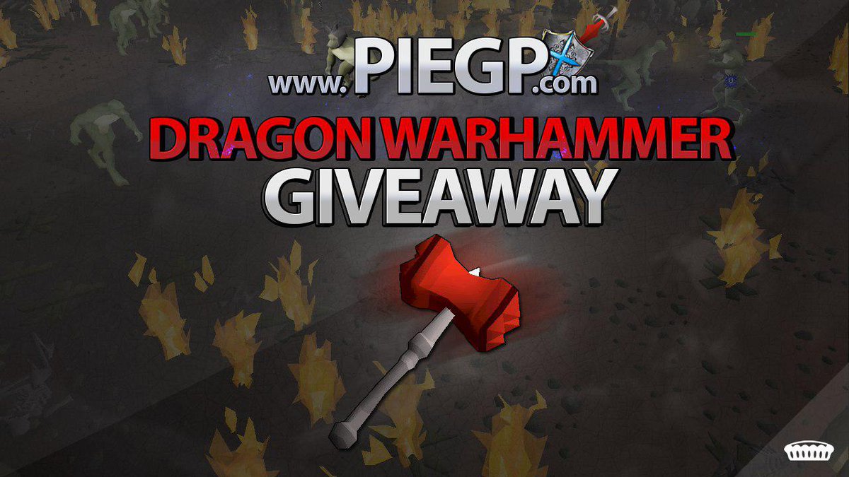 PieGPInc's tweet photo. 💸https://t.co/kWvDoVY2b1 's OSRS Dragon WarHammer Giveaway! 🎁
⚡️To Enter:
▶️Go here: https://t.co/sAJz46fs1N
▶️Retweet+Follow! https://t.co/kbsfNU7s5J