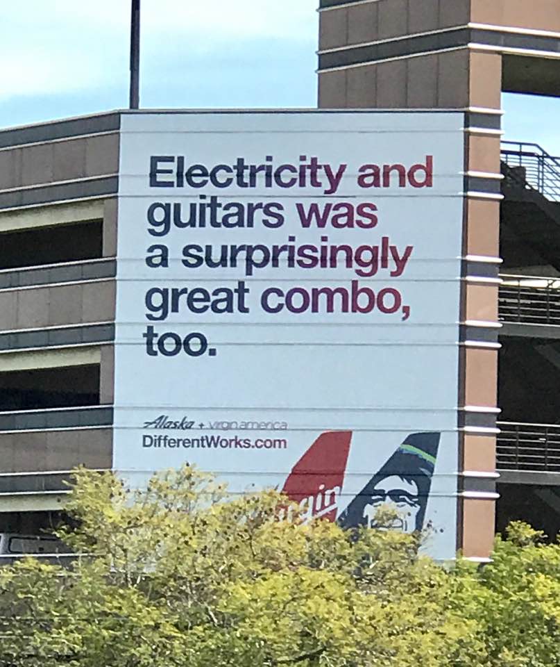 TriciaRansom's tweet photo. Hey @VirginAmerica and @AlaskaAir, did you guys notice the grammar error in your ads? #Differentworks https://t.co/BV7R1DmVq2