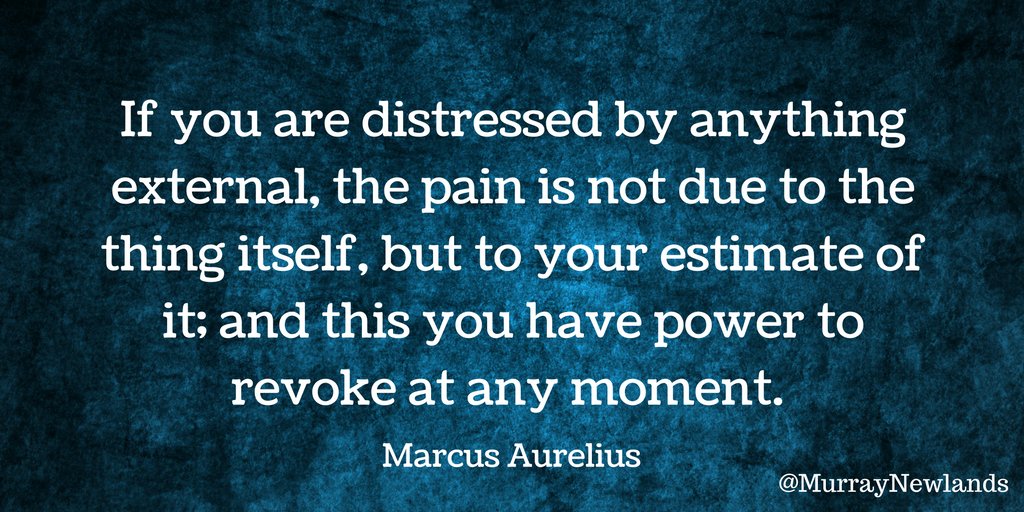 MurrayNewlands's tweet photo. If u are distressed by anything external, the pain is not the thing itself but your estimate of it, and this you have the power to revoke.. https://t.co/cu9QIMt57g