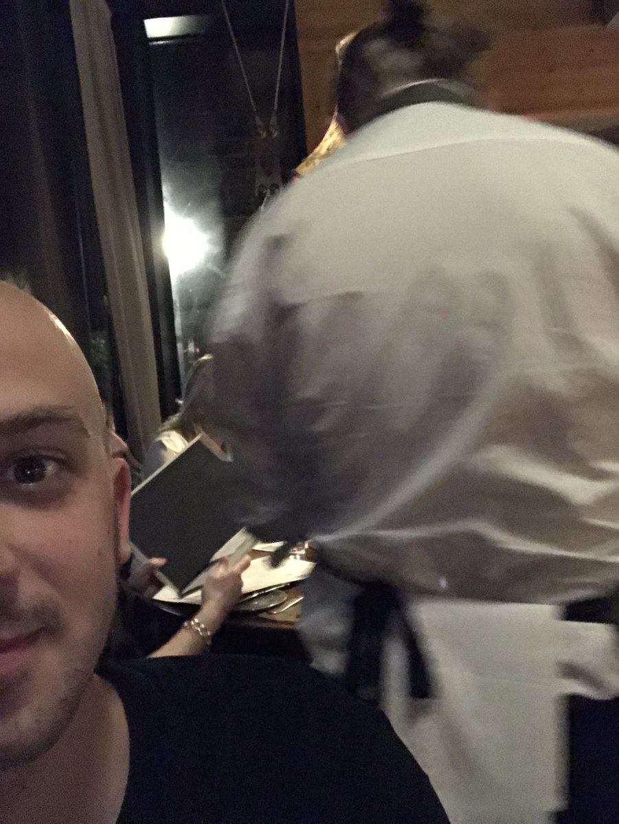 JoesDaily's tweet photo. My waiter is better than yours. Our last night in York and our group is blessed with @ponytailwineman. What a gem. https://t.co/dsvygopfZj
