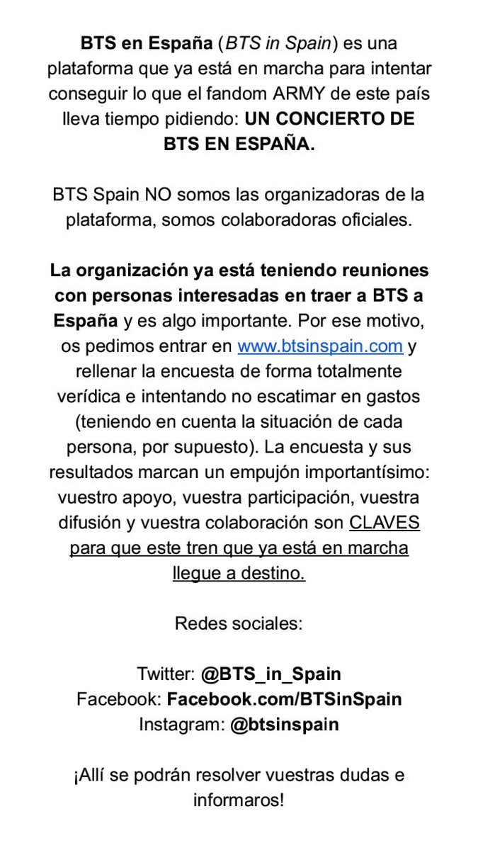 BTS_Spain's tweet photo. 🎤 #BTS EN ESPAÑA 🎤 

Aquí todo lo que se está generando! Empieza algo genial! 💪

#BTSinSpain https://t.co/7OLukgRBgO

🔃 Difusión por favor! https://t.co/oaTc2HU40x