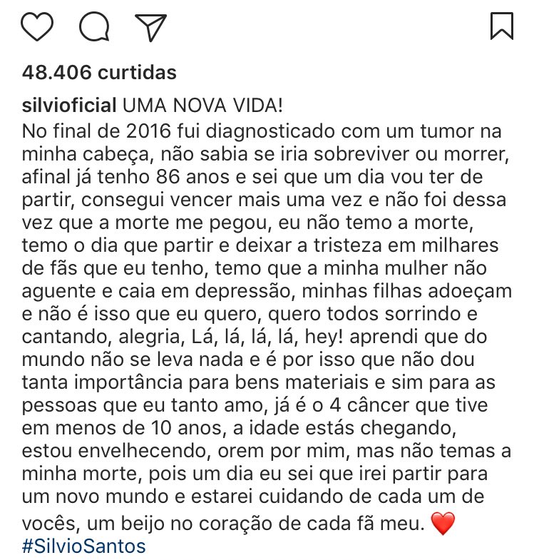 jessicambrosio's tweet image. aff muito ruim pensar que um dia o silvio santos vai morrer. vai ser certamente o dia mais triste da televisão brasileira