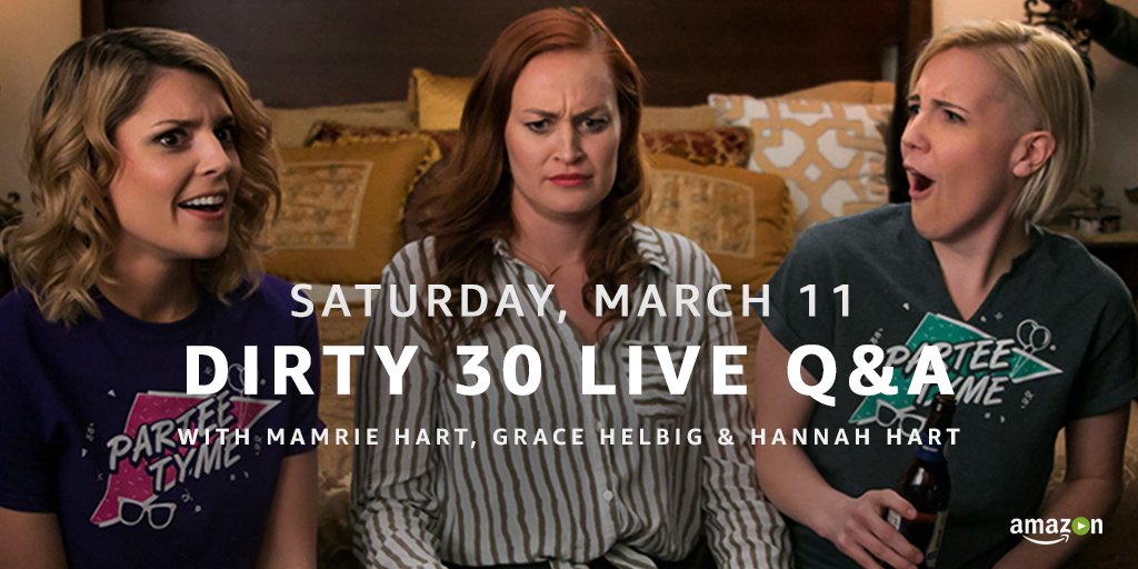We're about to go live w/<a href="/Dirty30Movie/">Dirty 30 Movie</a> stars <a href="/mametown/">mamrie hart</a>, <a href="/GraceHelbig/">Grace Helbig</a> &amp; <a href="/harto/">はると</a>! Tune in: bit.ly/2mxtA2u