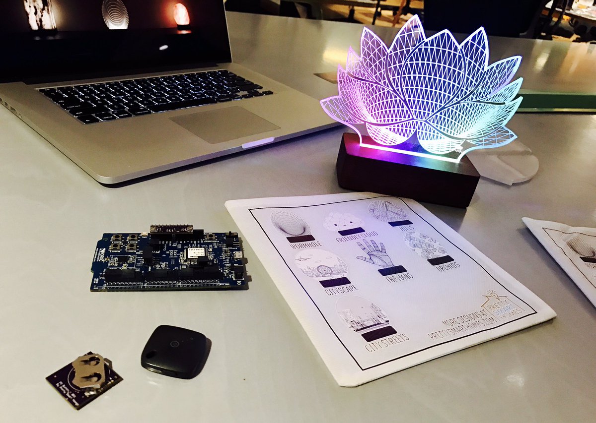Hacksterio's tweet image. Talk to the @PrettySmartHome lamp to initiate Party Mode! #sxsw2017