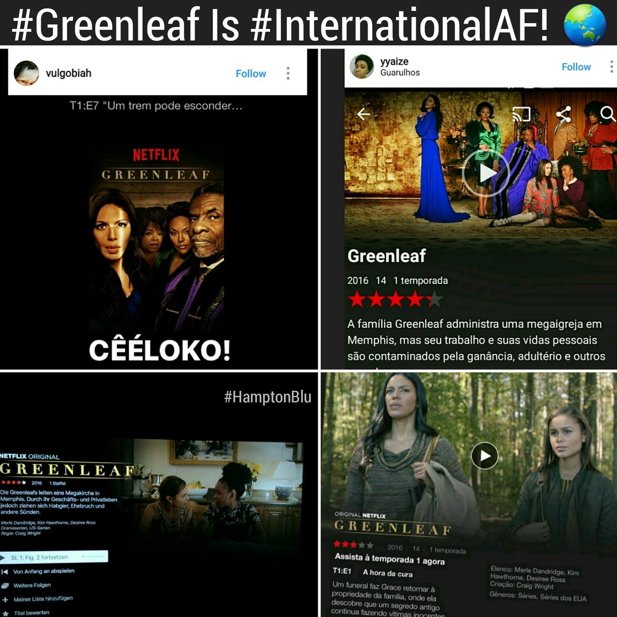 HamptonBlu's tweet photo. #Greenleaf is #InternationalAF! #Worldwide #OwnTVRocks #Netflix @GreenleafOWN @MerleDandridge @thedesireeross @SimoneLovie @TheKimHawthorne https://t.co/klu75VORTs
